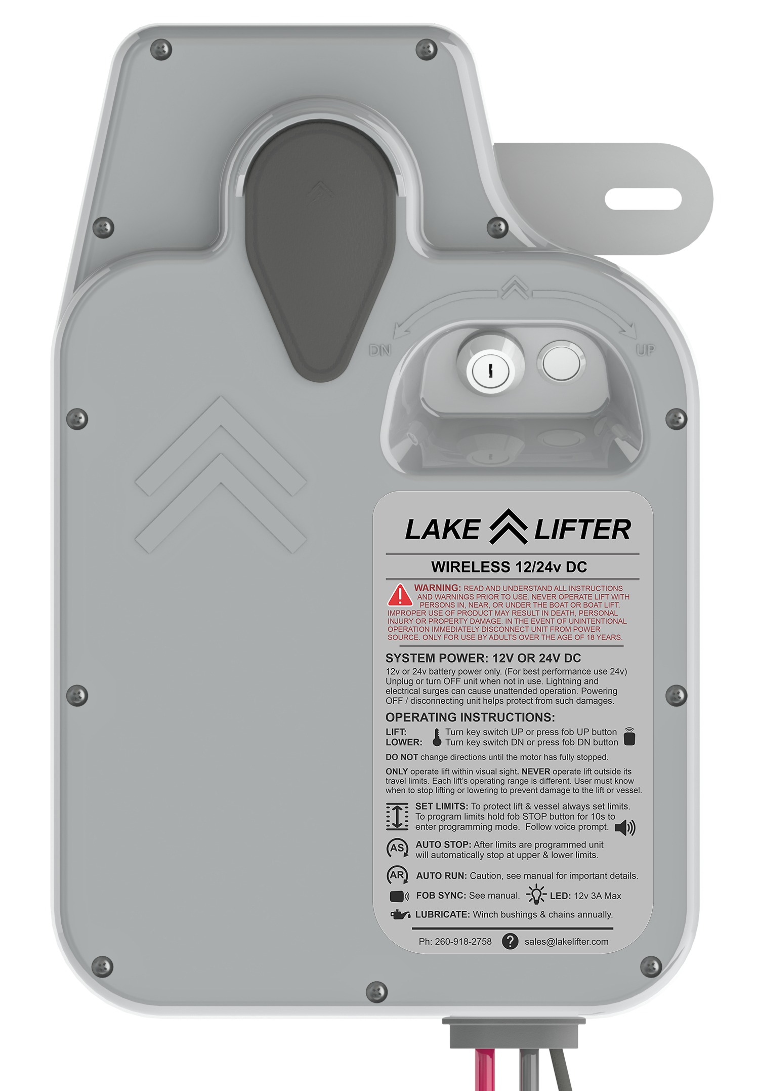 AC - Lake Lifter Direct Drive Boat Lift Motor - w/ Wireless Remote + Auto-Stop + Auto-Run
