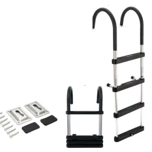Premium 4 Step Folding Stainless Pontoon Ladder