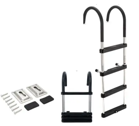 Premium 4 Step Folding Stainless Pontoon Ladder
